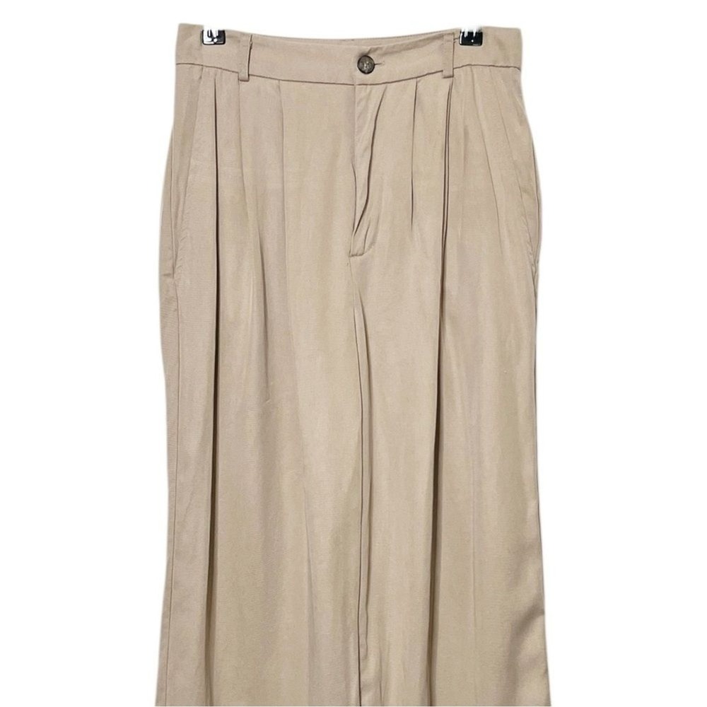 Reformation Mason Trousers Women's 4 Tan Lyocell Wide Leg High Rise Minimal Chic - Picture 3 of 11